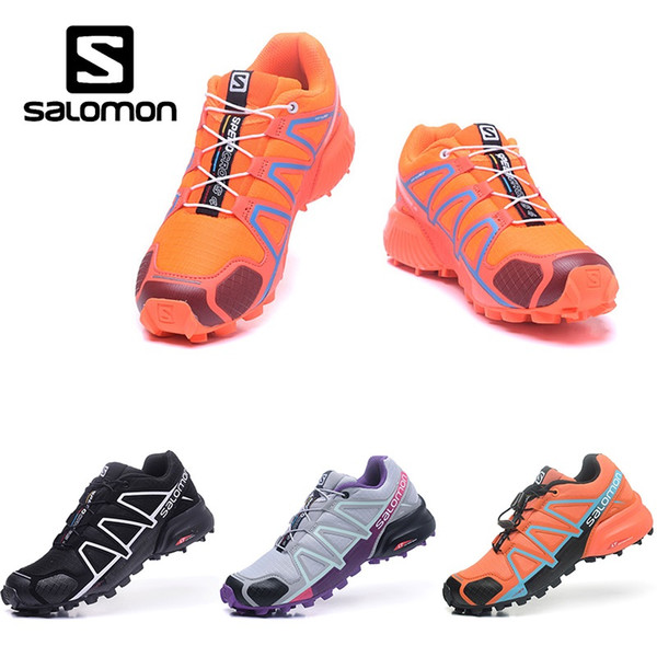 Wholesale Salomon Speedcross 4 IV CS Trail Running Shoes Womens Orange Blue Speed Cross Outdoor Hiking Sports Sneakers