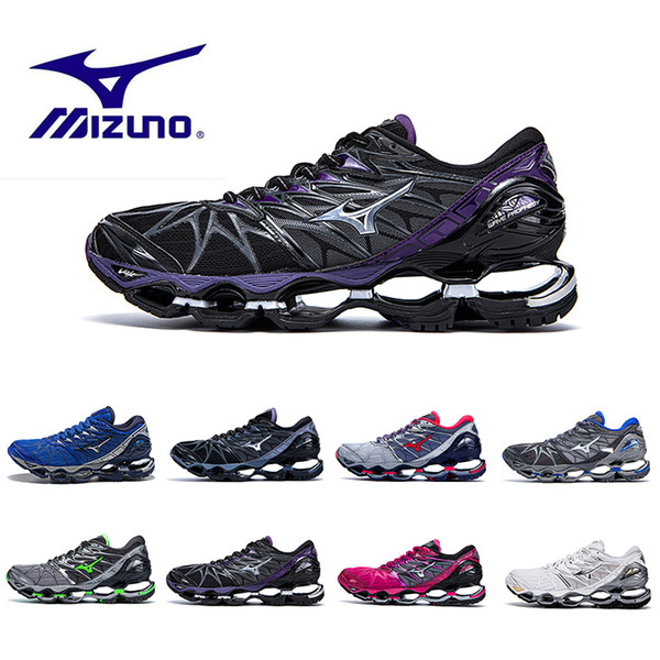 Wholesale Mizuno Wave Prophecy 7 Grey Red Running Shoes Men women Originals Top Quality Sports Sneakers Shoes grayish violet Size 36-45