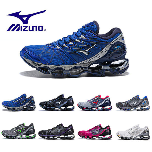 Newest Mizuno Wave Prophecy 7 Running Shoes Buffer fashion Men's women Originals Top Quality Sport Sneakers Shoe grayish violet Size 36-45