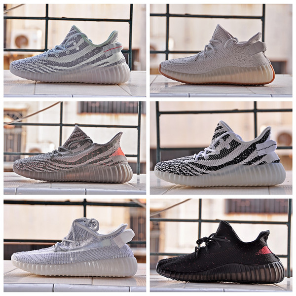 With Box 350 V2 Men Running Shoes Mens Designer Shoes Kanye West Sesame Zebra Static Cream Designer Shoes Women Sport Sneakers