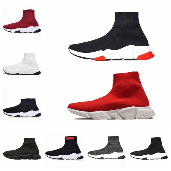 2019 designer mens women Sock Shoes Speed Trainer Luxury Brand Sock Shoes black white red glitter Flat fashion mens Trainers Runner