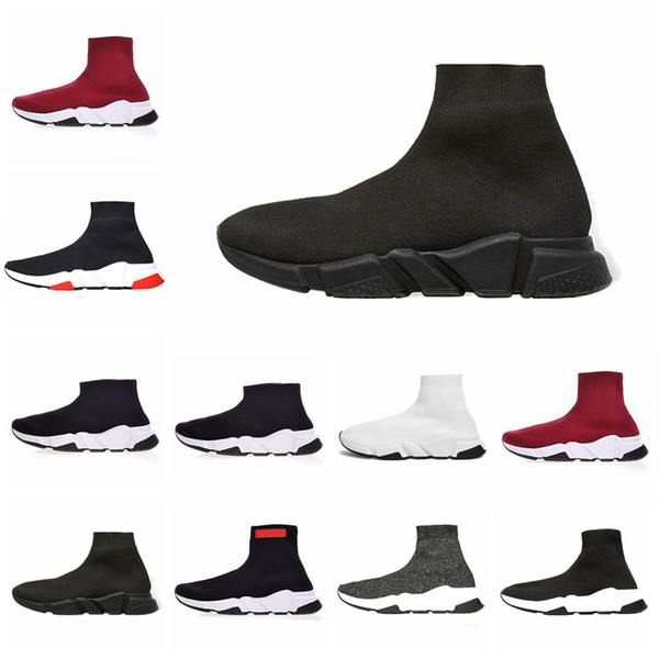 High Quality designer mens women Sock Shoes Speed Trainer Luxury Brand Sock Shoes black white red glitter Flat fashion mens Trainers Runner