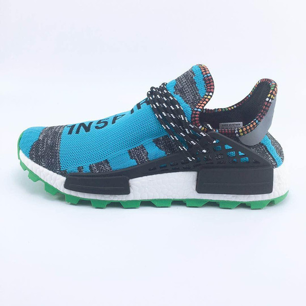 Nikmaki 2018 Send with Box pharrell williams human race Solar Pack Women Men Running Shoes Sport Holi Cream Trail pharell williams Trainer