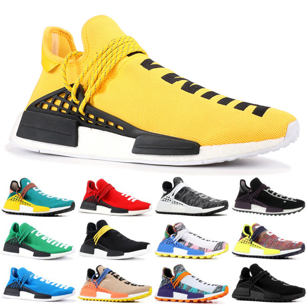 2019 NMD Human Race Mens Running Shoes With Box Pharrell Williams Sample Yellow Core Black Sport Designer Shoes Women Sneakers 36-45