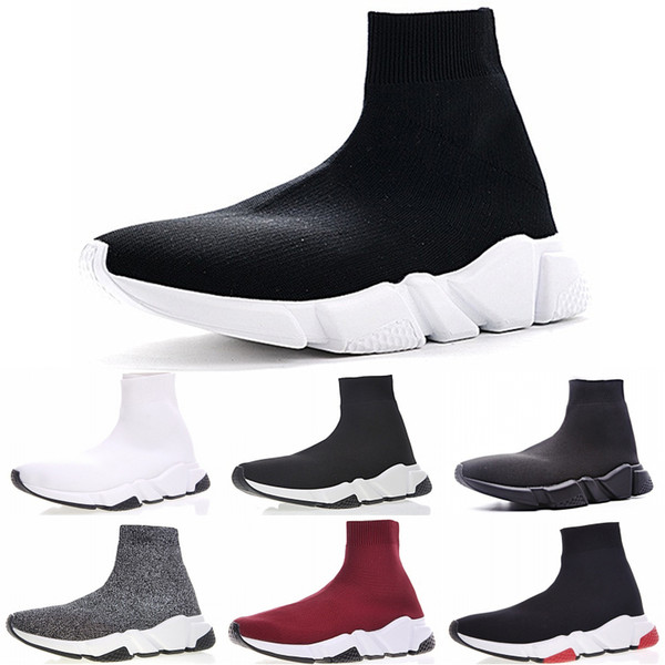 2019 Luxury Brand Men Women Sock Shoes Black White Red Designer Shoes High Running Shoes Trainer Fashion Boots Sport Sneakers