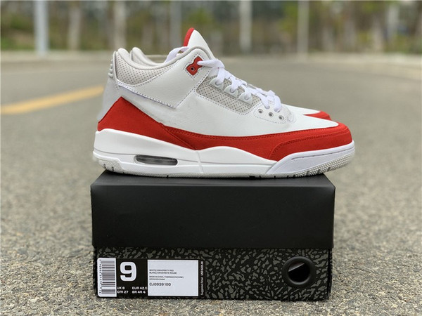 New Released 3 3s Tinker Basketball Shoes Style Code CJ0939-100 Authentic Quality White University Red III Outdoor Sports Shoes