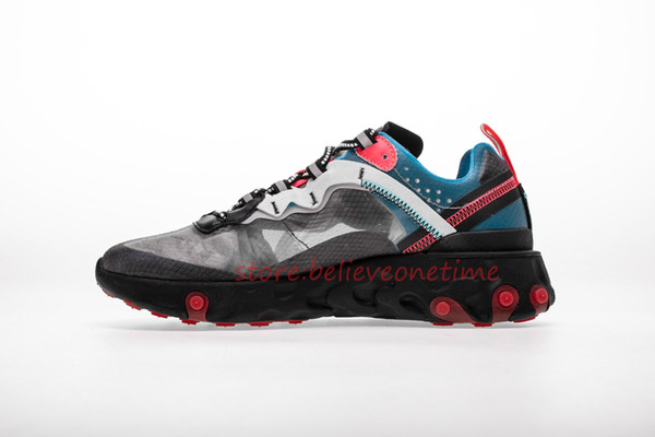 React Element 87 Blue Chill Solar Red AQ1090-006 Mens Women Running Shoes Sports Casual Designer Sneakers Size Us 5.5-12,Drop 