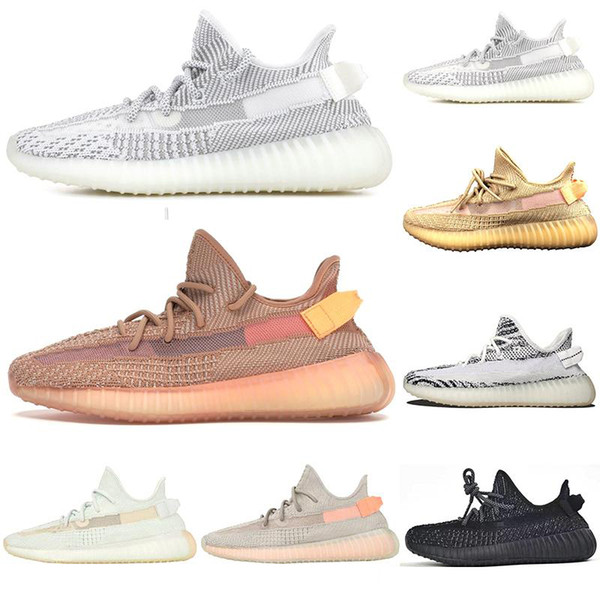 2019 New Static Kanye West V2 Running Shoes Zebra Black Bred Semi Frozen Yellow Mens Women Designer Sneakers Trainers Sports Shoes 36-45