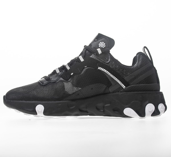 Undercover X Upcoming React Element 87 All Black White AQ1813-001 Men Women Running Shoes Sports Casual Designer Sneakers Size Us 5.5-12