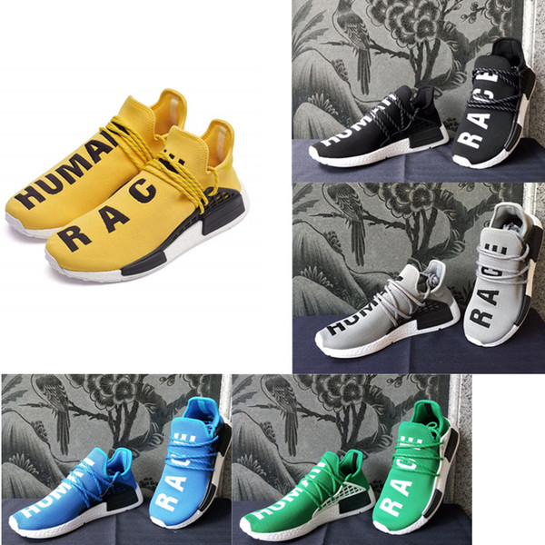 2018 Pharrell Williams X NMD Human Race NMD Runing shoes Women Men Sports Shoes Athletic Outdoor Shoes Yellow Blue