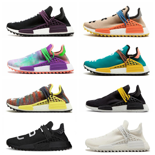 2018 Human Race Men Running Shoes Nerd black cream Holi trainers Human Races Pharell Williams Mens Womens Trainers Sports Sneakers 36-45