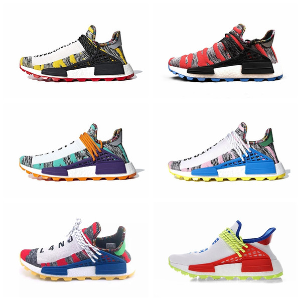 Human race Hu trail x pharrell williams men running shoes Solar Pack Afro Holi Blank Canvas mens trainers women sports sneaker