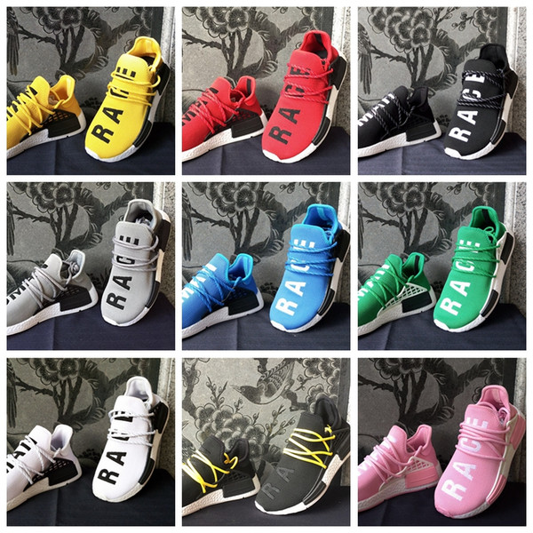 Wholsale Pharrell Williams X NMD Human Race NMD Runing shoes Women Men Sports Shoes Athletic Outdoor Shoes Yellow Blue