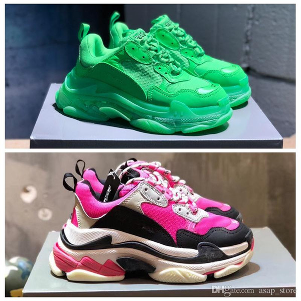 New Green Pink Luxury Triple S Designer Dad Make Old Sneaker Fashion Paris 17FW Triple-S Casual Shoes with Box size 35-45