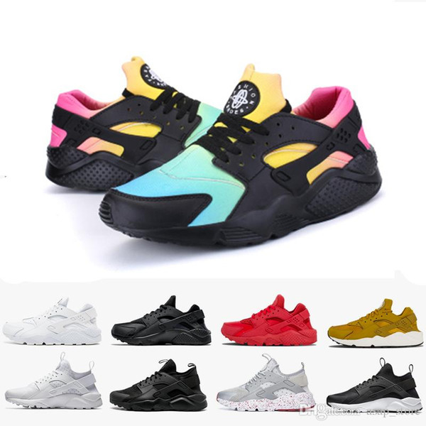 2019 Huarache Sneakers Women And Mens Huaraches Colorful White Huarache Black Running Shoes Sneakers Air Huarache Rainbow Shoes Size 36-45