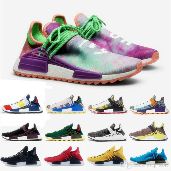 2019 Human Race HU Trail Mens Running Shoes Pharrell Williams Retro MC Designer Shoes Women Sport Sneakers 36-45