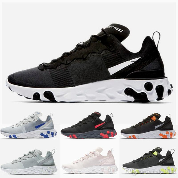 2019 New Arrival React Element 55 Mens Running Shoes Particle Beige Midnight Navy Cream Light Blue Women Designer Sports Sneakers