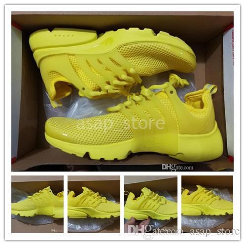 2018 Designer Running Shoes Presto Men Running Shoes Mens Women High Quality Yellow Outdoor Fashion Jogging Sneakers Athletic Shoes