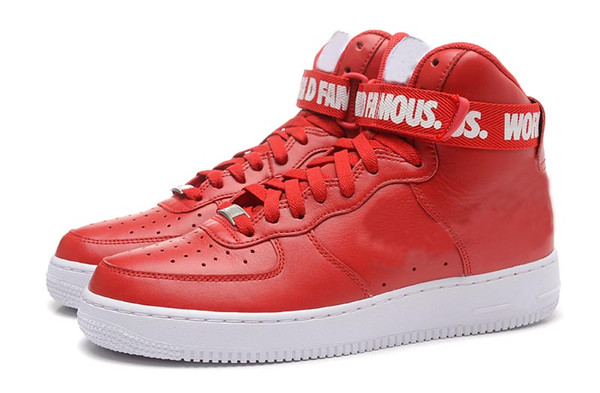 Nice 2019 hot selling AF1 men's women's high MID Skateboarding sports shoes Couple red black red air skate sneaker size EUR36-45