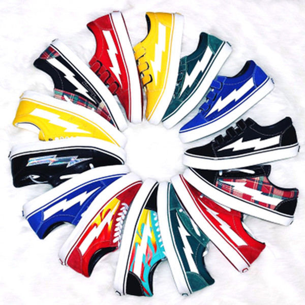 2019 Revenge X Storm Old Skool Casual Shoes Sneakers Bolt Teal Black Flame The Boogie Plaid Pack Light Weight Sports Skate Shoes Canvas