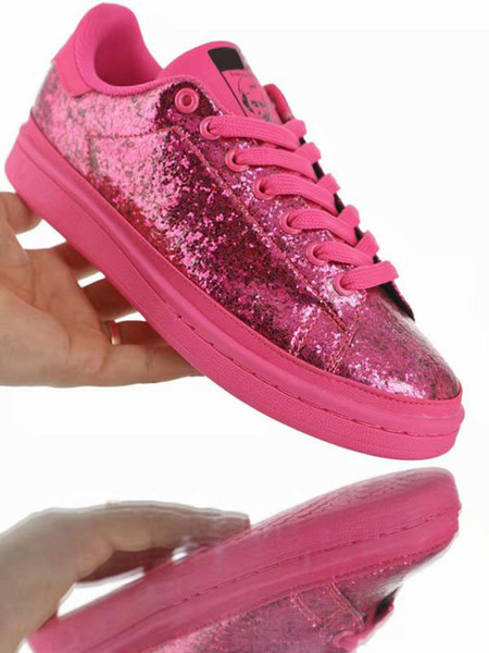 Women Stan Skateboard Shoes For Sale Sequins Glitter Smith Girl Trainer Sports Sneaker Pink Skate Shoes