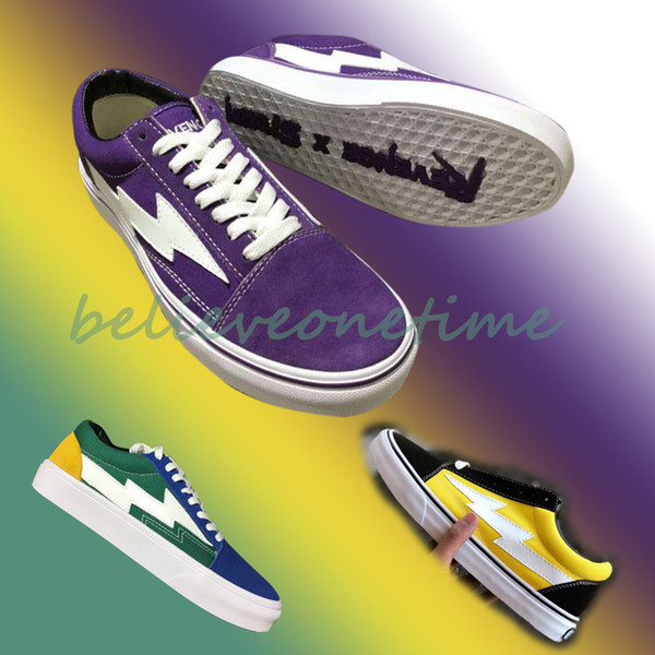 2018 New Revenge x Storm Low-cut Australian Exclusive Purple White Blue Green Yellow IAN Connor Black Fire Flame Teal Flame Canvas Shoes