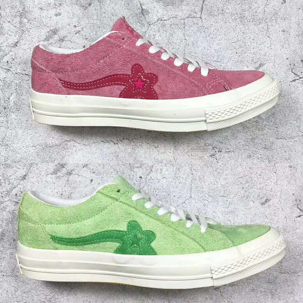 TTC The Creator x One Star Ox Golf Le Fleur Wang Jade Lime Green Suede Geranium Pink Sunflower Yellow Vanilla Men women Casual Skate Shoes