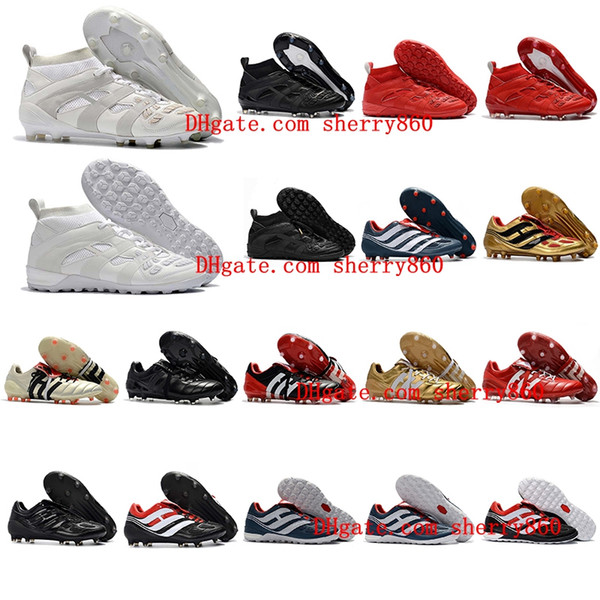 2018 mens turf soccer cleats indoor soccer shoes Crampons de football boots predator mania Precision Accelerator DB David Beckham FG Gold