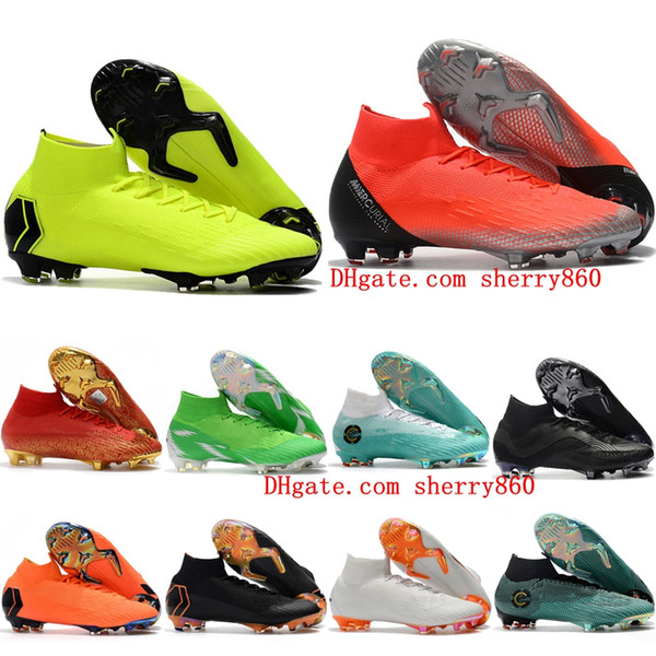 2018 kids soccer shoes mens boys football boots soccer cleats Mercurial Superfly VI 360 Elite Neymar Ronaldo FG CR7 soccer cleats women