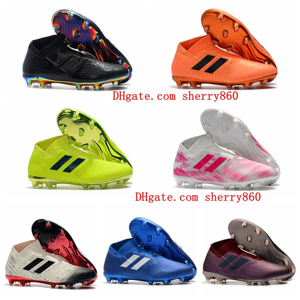 2018 original soccer cleats Nemeziz 18+ FG mens soccer shoes cheap leather football boots high ankle outdoor scarpe da calcio Hot