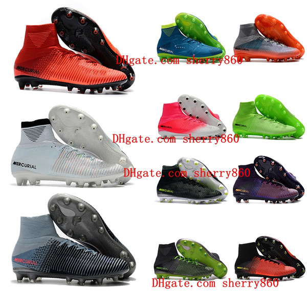 2018 cheap youth soccer cleats Mercurial Superfly V SX Neymar Ronalro AG kids soccer shoes mens boys football boots Rising Fast Pack New