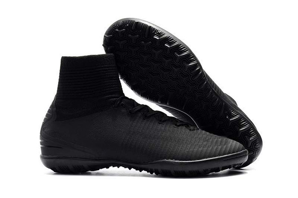 New Classic Style All Black Football Boots Mercurial Superfly V TF/IC FG CR7 Soccer Shoes Mens Soccer Cleats