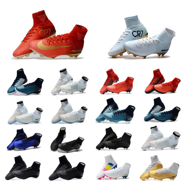 Hot 2019 Mens/Woman/Kids Football Boots Superfly V TF/IC/FG Soccer Shoes Mercurial Superfly V Ronalro CR7 Soccer Cleat