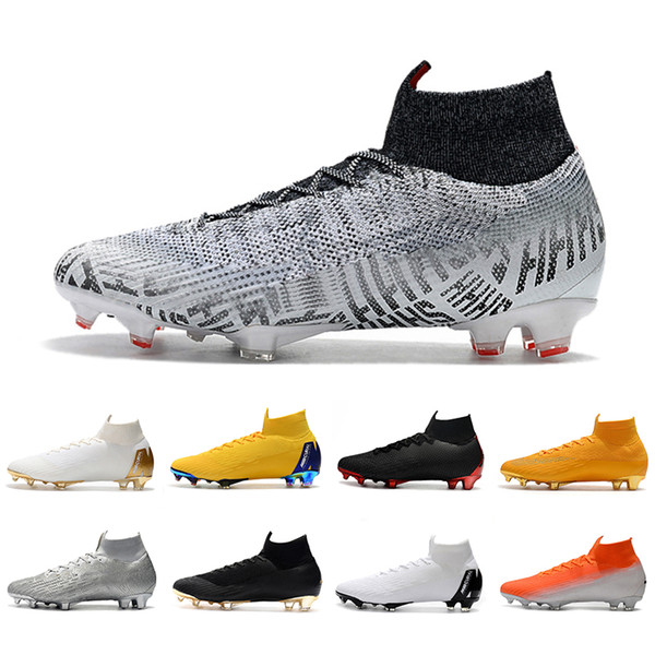 2019 Mercurial Superfly VI 360 Elite FG KJ 6 XII 12 CR7 Ronaldo Neymar Mens Women High Soccer Shoes Football Boots Cleats 39-45