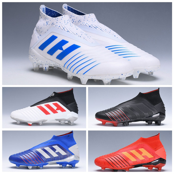 2019 New Predator 19+ 19.1 Pogba Mens Women Youth FG Football Boots Virtuso Red Black Kids Soccer Cleats High Ankle Chaussures Shoes