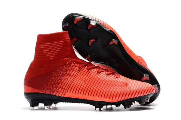 Sale Top Quality Fire Football Boots Men/Women/Kids Mercurial Superfly V TF/IC FG Ronaldo CR7 Soccer Shoes Soccer Cleats