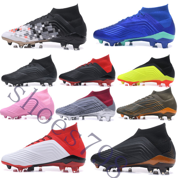 box 2019 crampons de football cleats predator 18+ boots mens scarpe da youth FG soccer sport shoes running scarpe sneakers chaussures