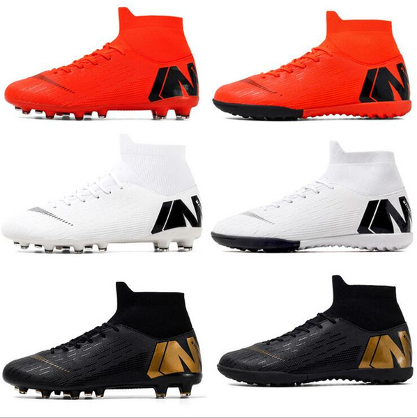 Mens soccer shoes Large size football shoes Crampons high top Size 39-45 Ag spike primary school students' antiskid training shoes