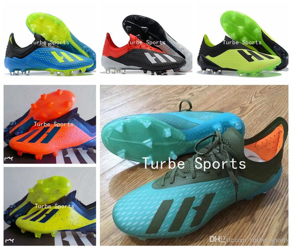 2018 X 18.1 FG Mens Soccer Cleats Orange Blue Green Red Ink Black White Cyan Crampons de football boots scarpe calcio Shoes