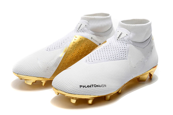 2020 New Arrivaled White Gold Wholesale Soccer Cleats Ronaldo CR7 Original Soccer Shoes Phantom VSN Elite DF FG Football Boots