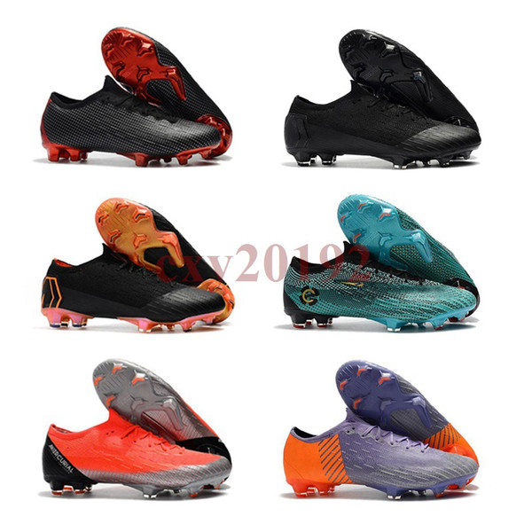 2019 Mens Low Ankle Football Boots CR7 Mercurial Vapors Fury XII Elite FG Soccer Shoes Superfly VII 360 Neymar ACC Soccer Cleats