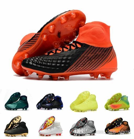 2019 Cheap Hot football soccer shoes mens soccer cleats bhm magista obra fg high top football boots Magista Obra 2 Gold black Orange