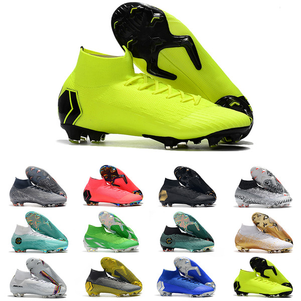 Hot Mercurial Superfly VI 360 Elite FG KJ 6 XII 12 CR7 Ronaldo Neymar Mens Women Boys High ankle Soccer Shoes Football Boots Cleats EUR35-45