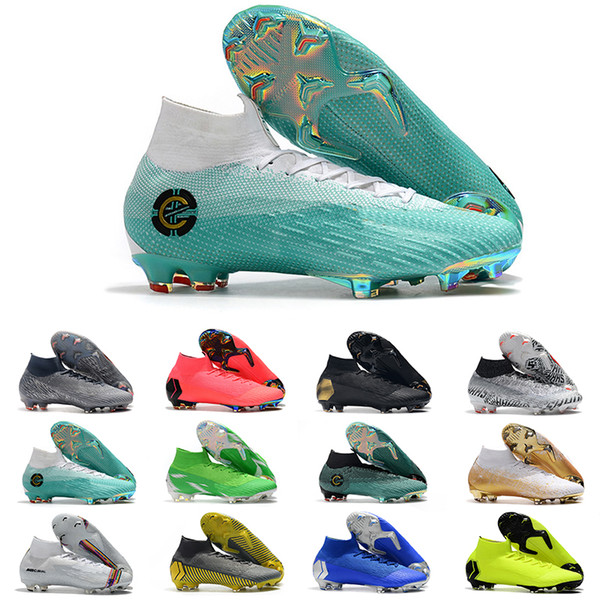 2019 mens WOMEN soccer shoes Fury CR7 SE Mercurial Vapors XII FG soccer cleats outdoor football boots Mercurial Superfly VI 360 Elite FG