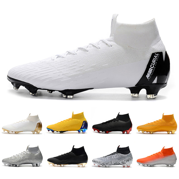 New Arrival Mercurial Superfly VI 360 Elite FG KJ 6 XII 12 Neymar Mens Women High Soccer Shoes Football Boots Cleats 39-45