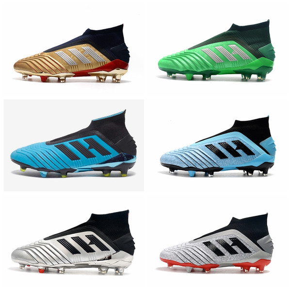 2019 Cheap Mens kids Football Boots Predator 19+ Hard Wired FG Soccer Cleats Laceless chaussures de football size 3-11