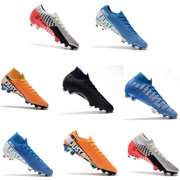 Kids soccer shoes Ronaldo Mercurial Superfly 7 Elite SE FG soccer cleats CR7 neymar football boots Youth Mercurial Vapors 13 Elite FG Cleat