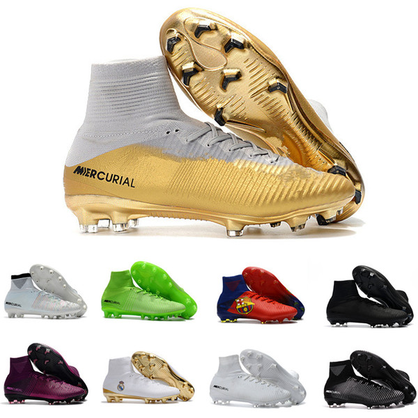 2019 Men Mercurial Superfly CR7 V FG AG Football Shoes Cristiano Ronaldo High Tops Neymar JR ACC Soccer Shoes Magista Obra Soccer