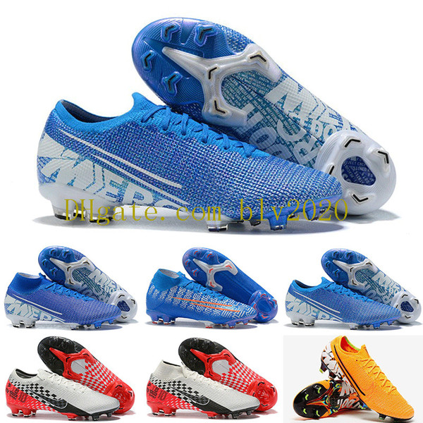 New Mens Mercurial Vapors XIII Elite FG Football Shoes Neymar Limited Blue CR7 Shuai  360 Superfly VII Victory Soccer Cleats 39-45