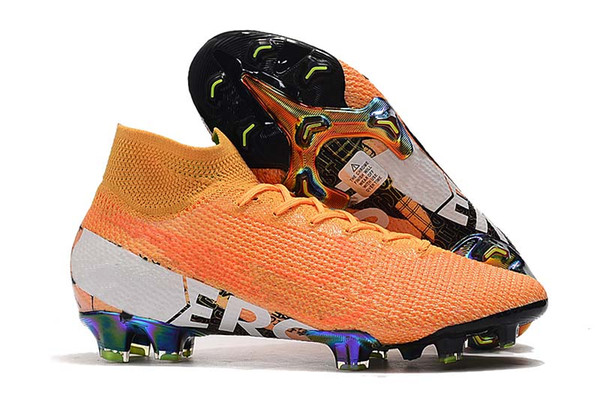 Top 2019 Superfly 7 Elite CR7 FG Football Boots FG Men Soccer Shoes Orange Men Soccer Cleats